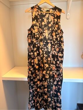 Jack by BB Dakota Black Floral Sleeveless Midi Vest